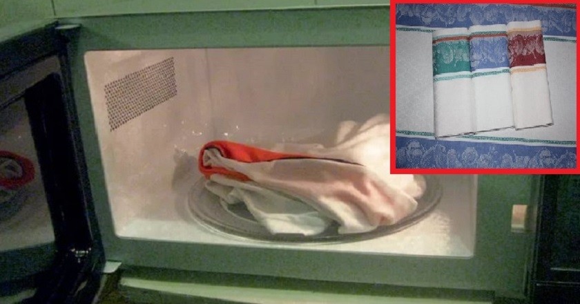 Как отстирать кухонные полотенца с помощью микроволновки до состояния новых